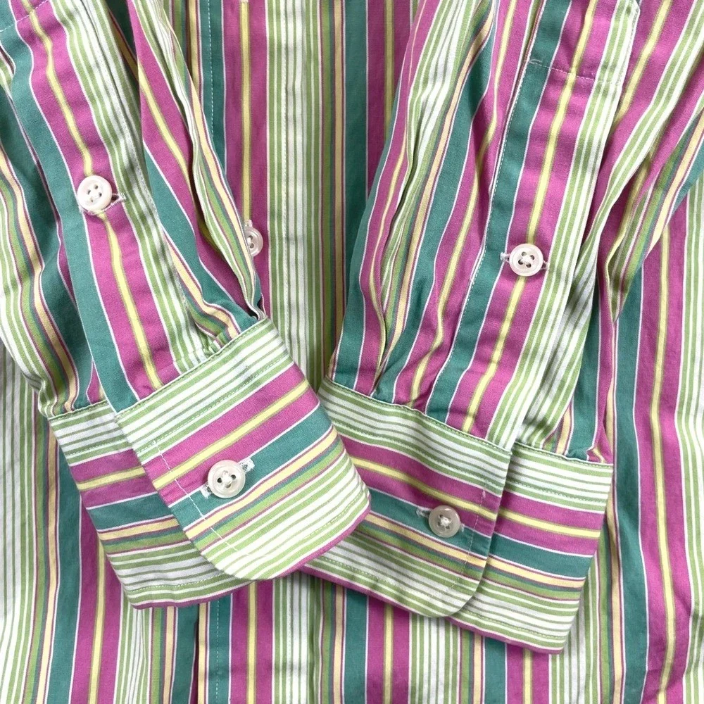 Polo Ralph Lauren Philip Sport Button Down Shirt Mens M Green Striped Preppy